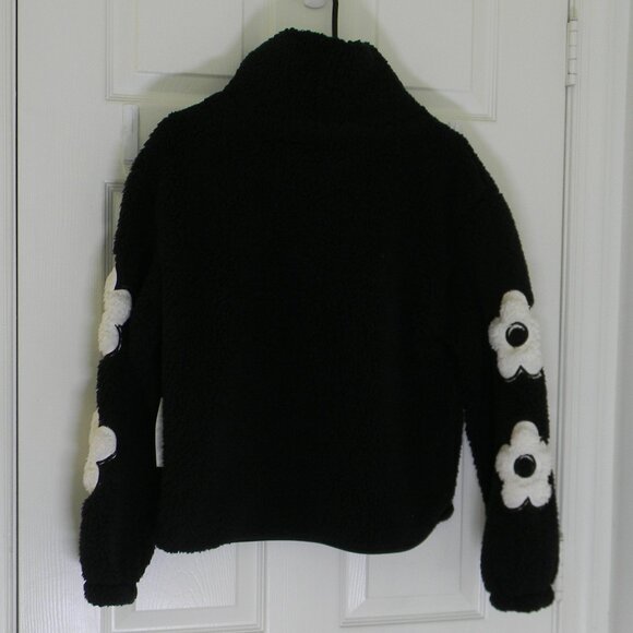 Angel Kiss Plush Quarter Zip Sweater Black White Pull Over Sz M - Picture 2 of 3